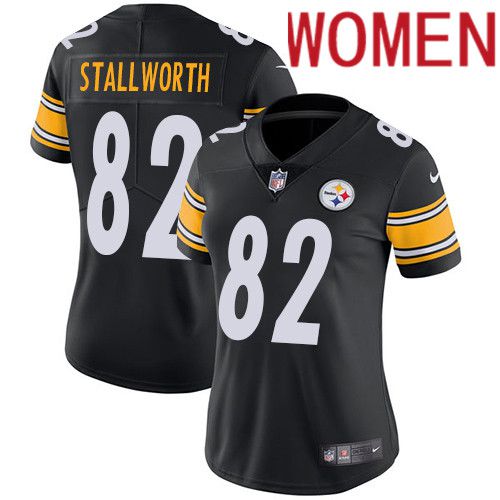 Women Pittsburgh Steelers #82 John Stallworth Nike Black Vapor Limited NFL Jersey->women nfl jersey->Women Jersey
